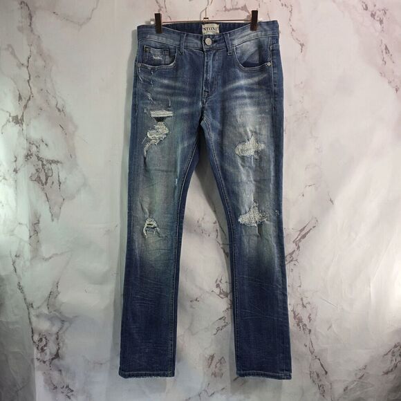Stone Refinery Jeans Mens 29 X 32 Denim The Clyde Stone Distressed Slim Straight - Picture 1 of 14
